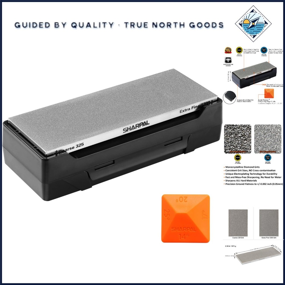 Double-sided Diamond Sharpening Stone for Knives with Storage Case & Angle Guide