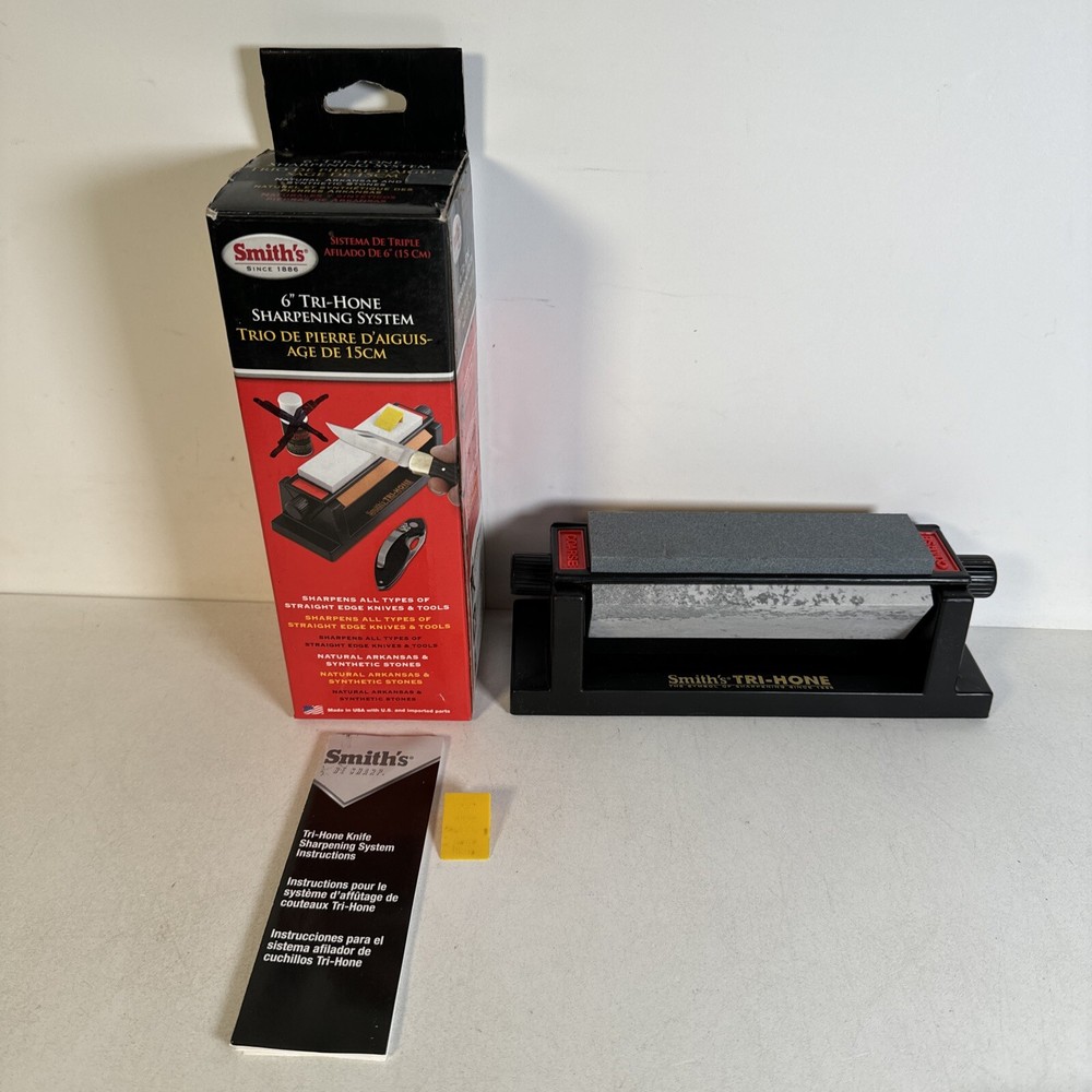 Smith’s 6” Tri-Hone Sharpening System For Knives & Tools Made In USA