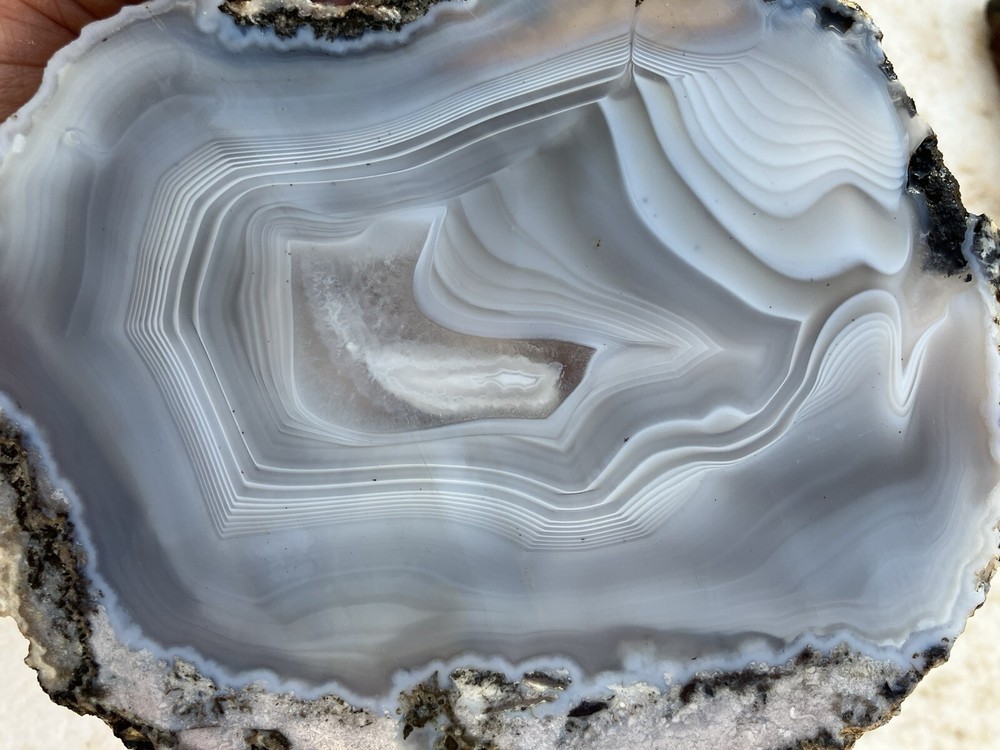 Trancas Thunder Egg Slab With Blue Agate (Mexico)