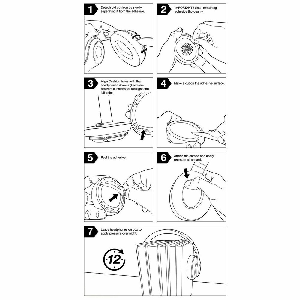 Replacement Cushions Ear Pads for Beats Studio 3 / Studio 2 Memory Foam Adhesive