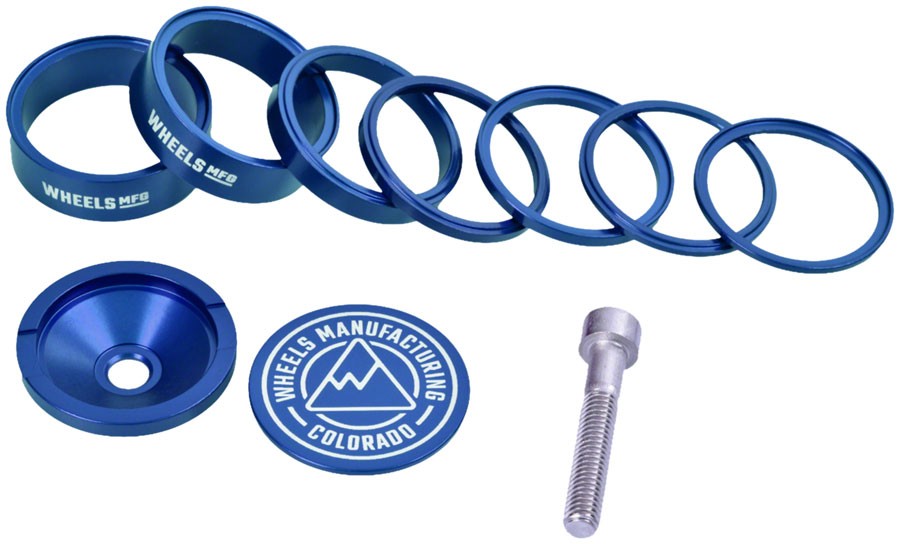 Blue 6061 Aluminum Headset Spacer Set with Interlocking StackRight Technology