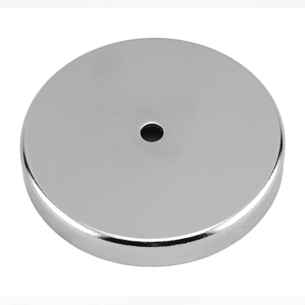 Strong 95 lb Pull Ceramic Round Magnets - Versatile 2-Pack, Nickel-Plated Finish