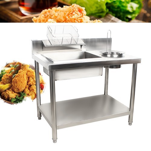 Kitchen Prepare Breading Table Fried Chicken Station Stainless Steel Workdesk