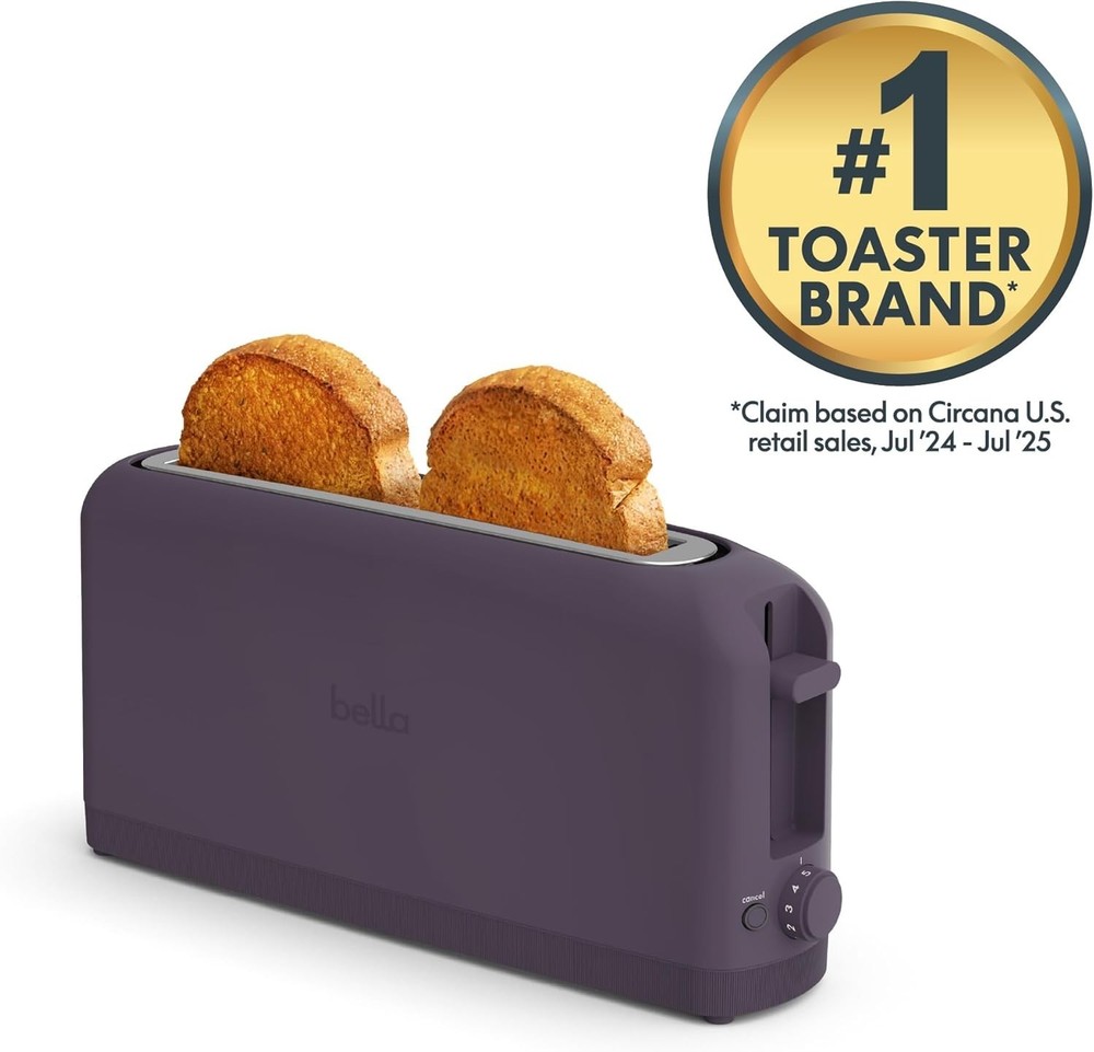 bella 2 Slice Slim Toaster, Fits-anywhere™ Kitchenware, 6 2 Slice, Plum