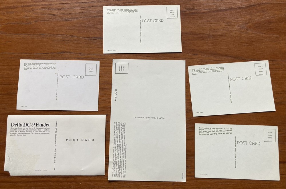 vintage Delta Air Lines post card collection