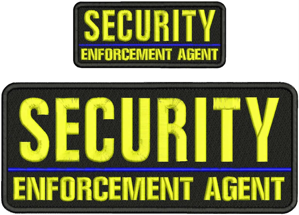 SECURITY E AGENT EMB PATCH 4X10 AND 2X5 hook on back Black/Yellow
