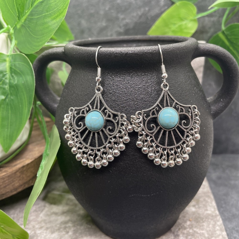 2.5” Silver-tone Boho Retro Earring Set Drop Dangle New Free Ship B6368