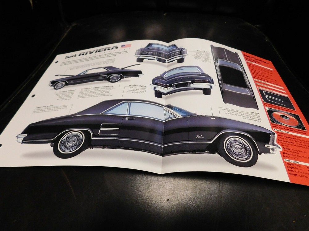 1963 Buick Riviera Spec Sheet Brochure Photo Poster
