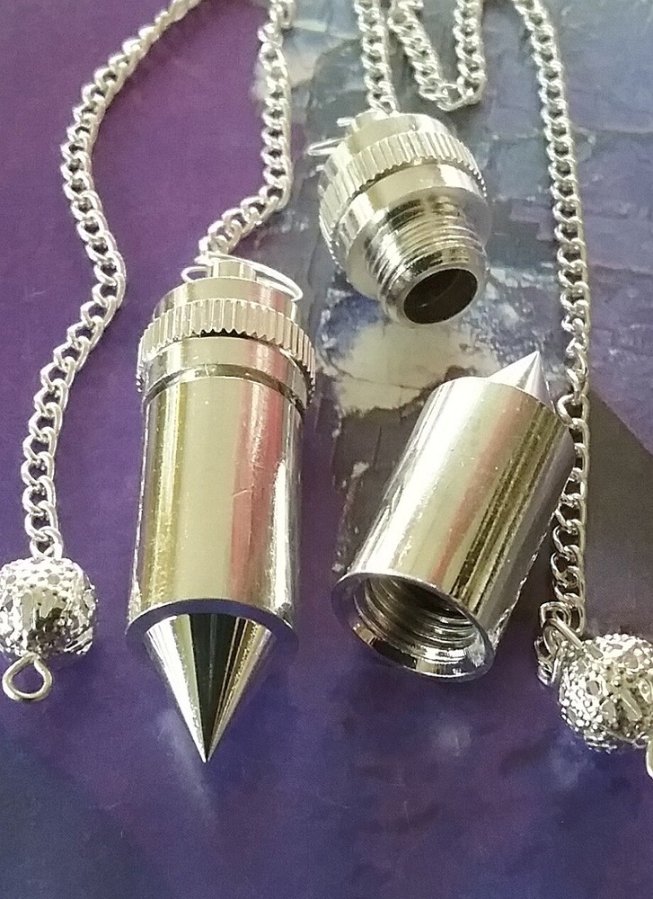 SILVER Pendulum, BULLET DESIGN CHAMBERED Silver DOWSING PENDULUM ,DIVINATION