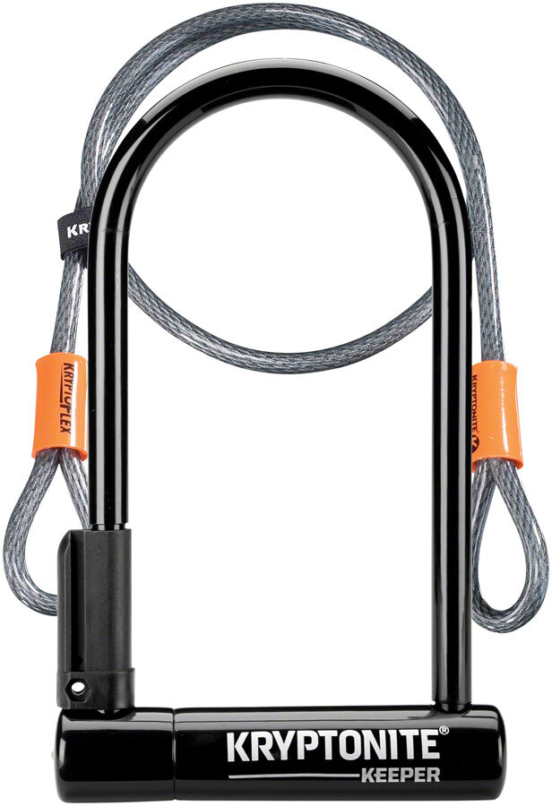 Kryptonite Keeper U-Lock 4 x 8" Keyed Black Includes 4' Cable and Bracket