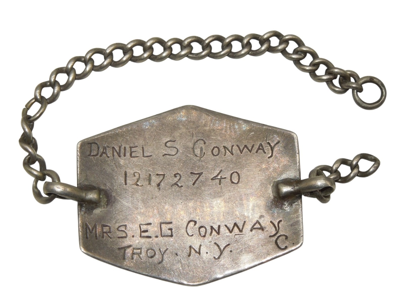 Original WWII US 6th Army AAF ID Bracelet Navy Air Force Named Troy NY DR15