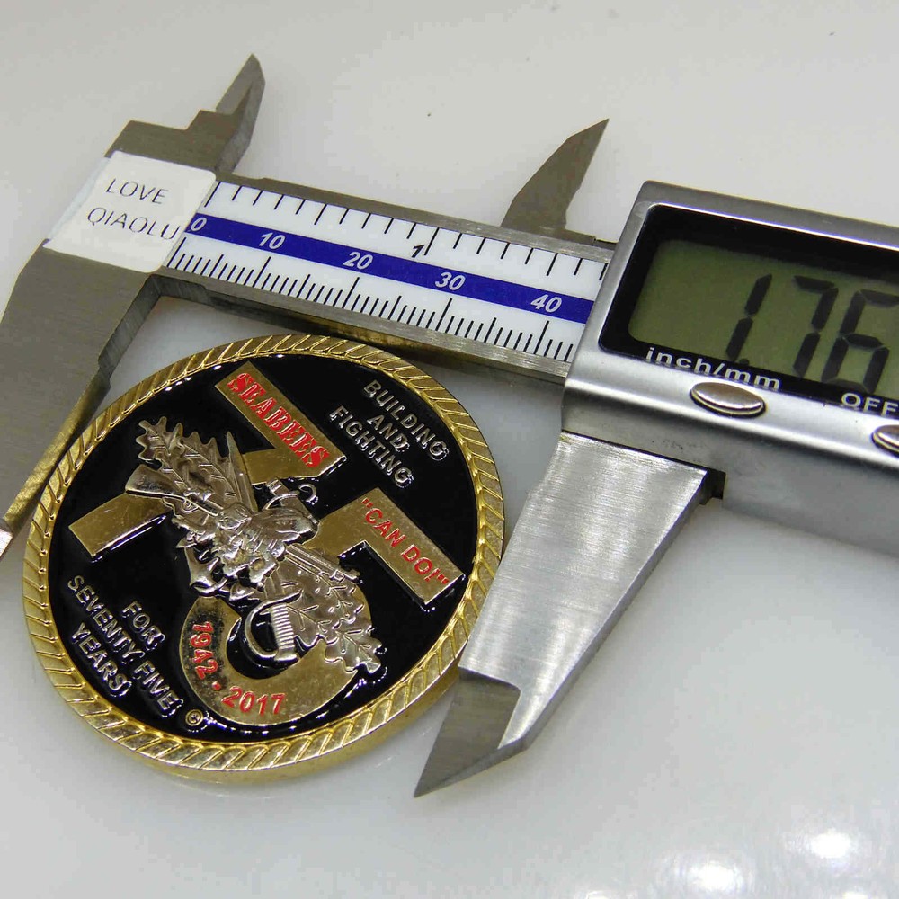 SEABEES BUILDING AND FIGHTING FOR SEVENTY FIVE YEARS CHALLENGE COIN
