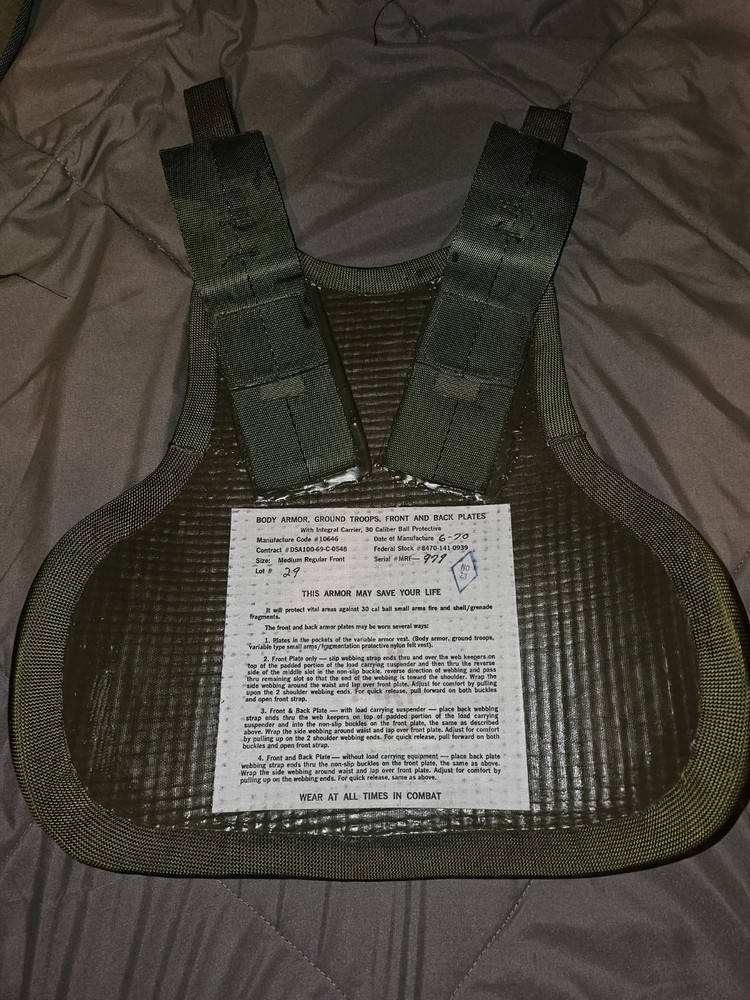 Vietnam War Variable Body Armor w/ inserts Med Regular