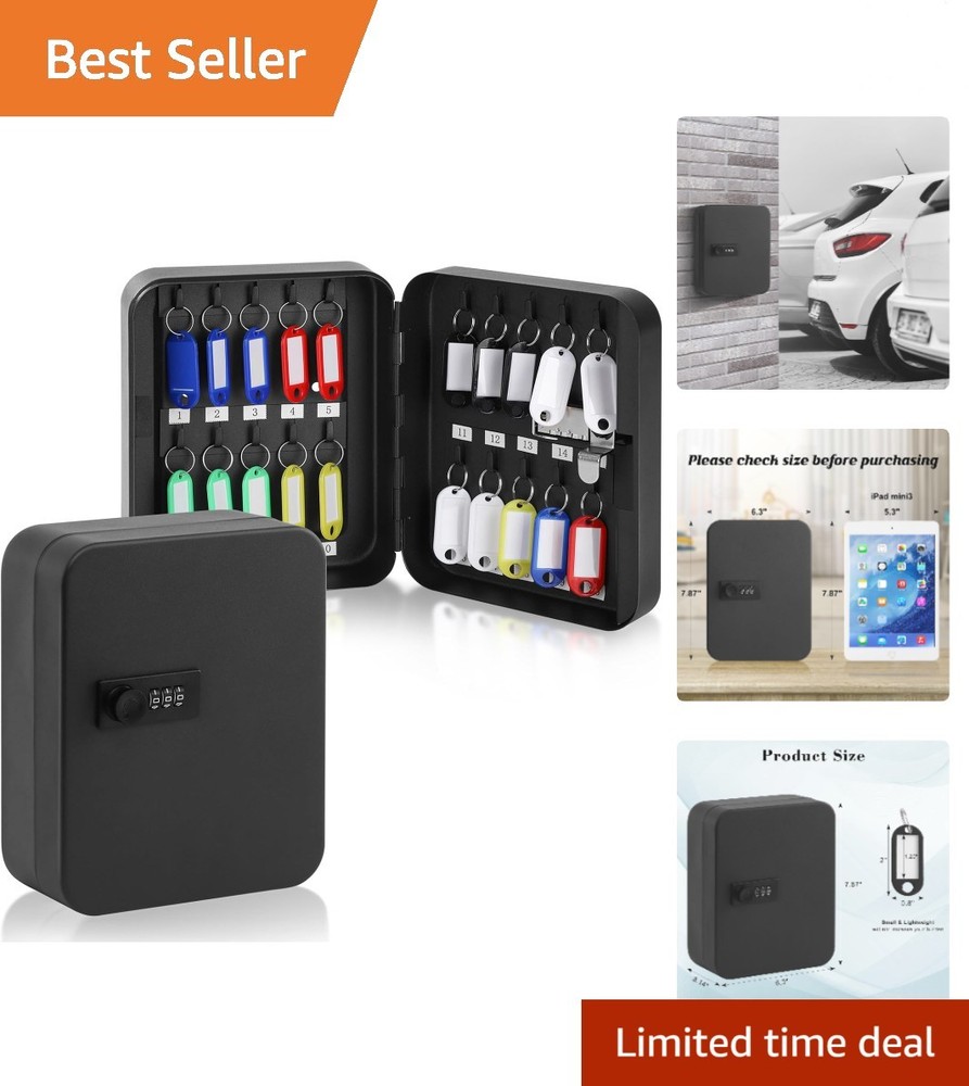 20-Key Storage Lock Box with Secure Combination Lock, Wall Mount Capability