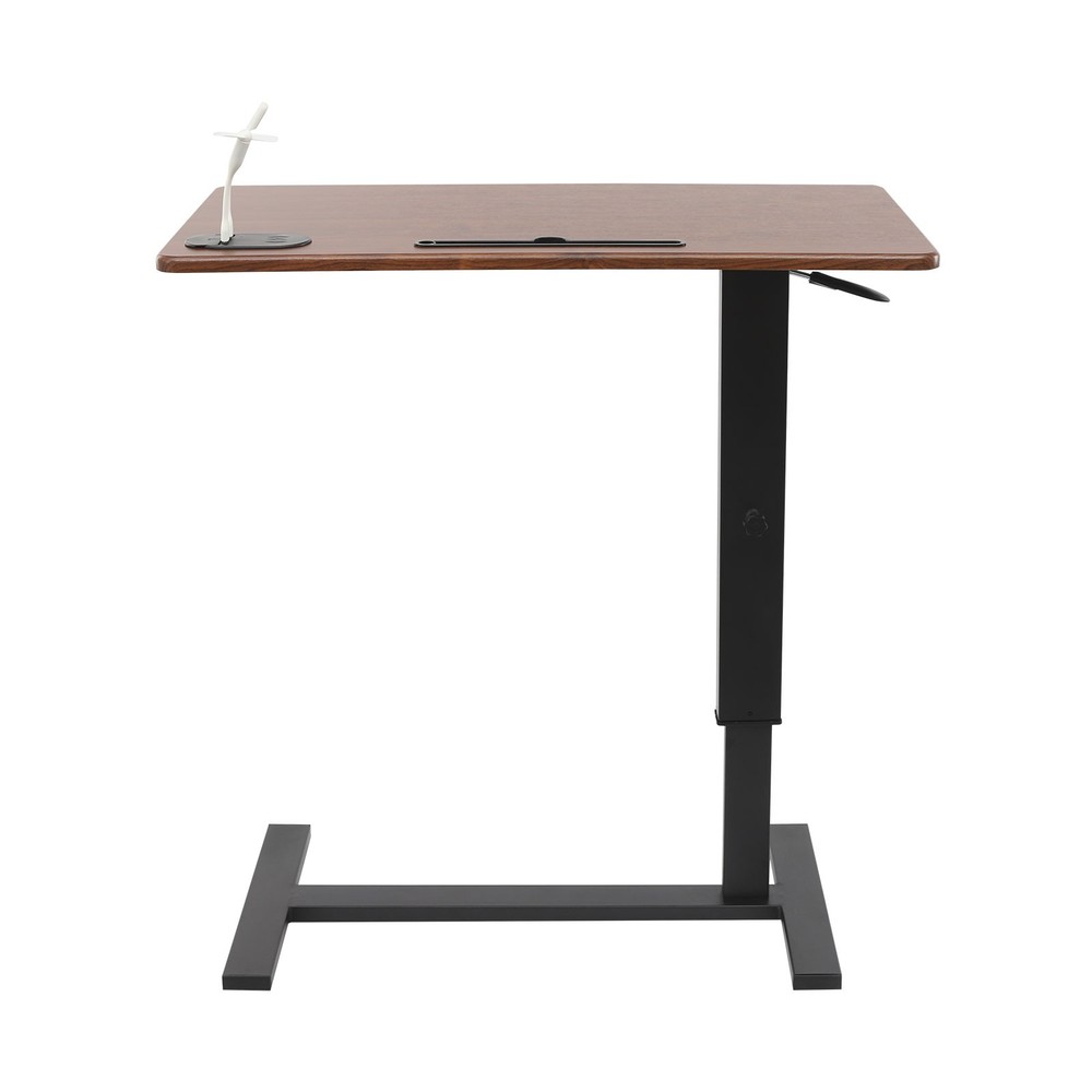 Adjustable Height Side Table Walnut Color Mobile Bedside Table dinner tray table