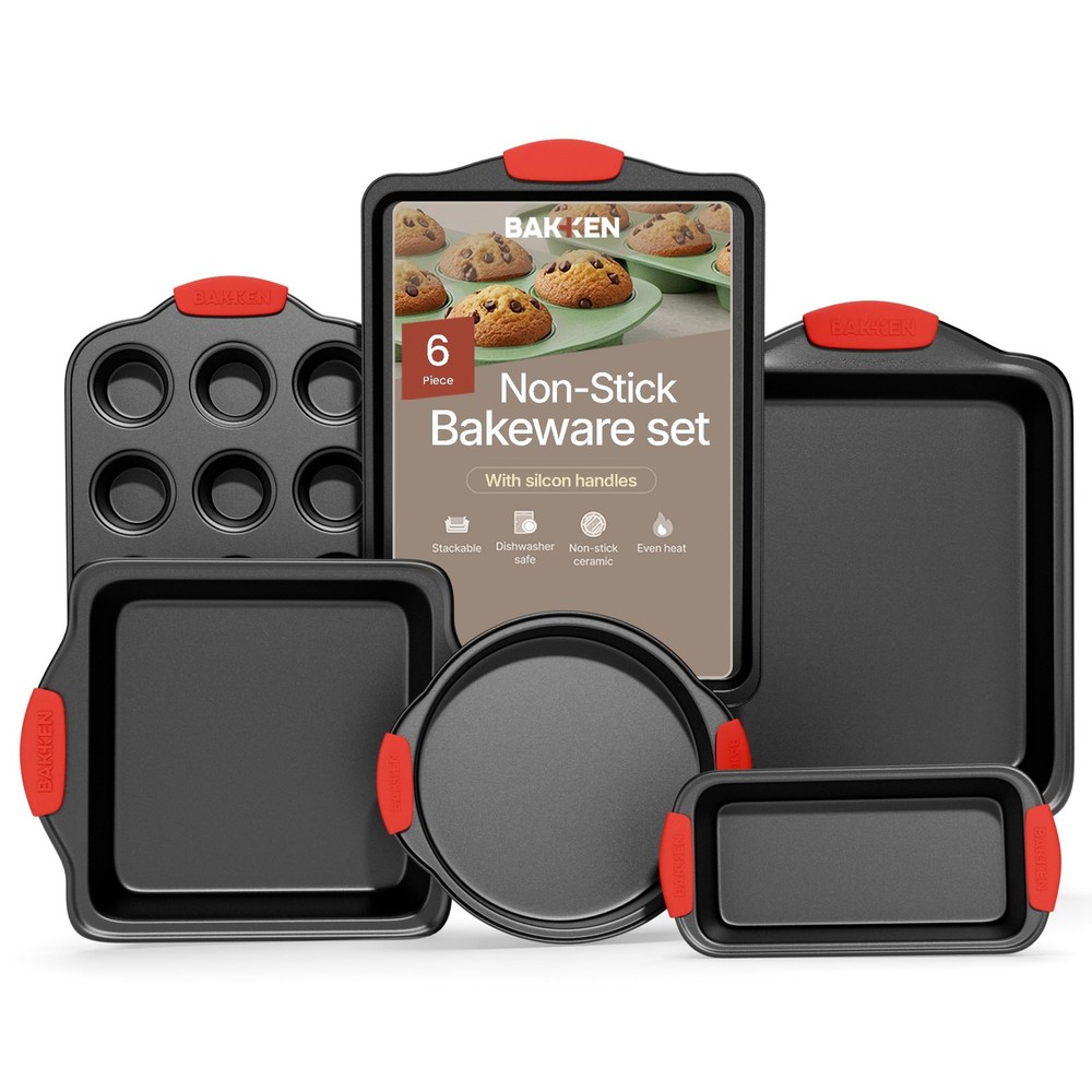 BAKKENMASTER Baking Set – 6 Piece Kitchen Oven Bakeware 6 Set, Black