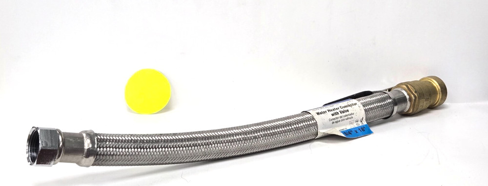 PLUMBITE PUSH ON FITTINGS WATER HEATER CONNECTOR WITH VALVE 3/4" X 3/4" X 18"