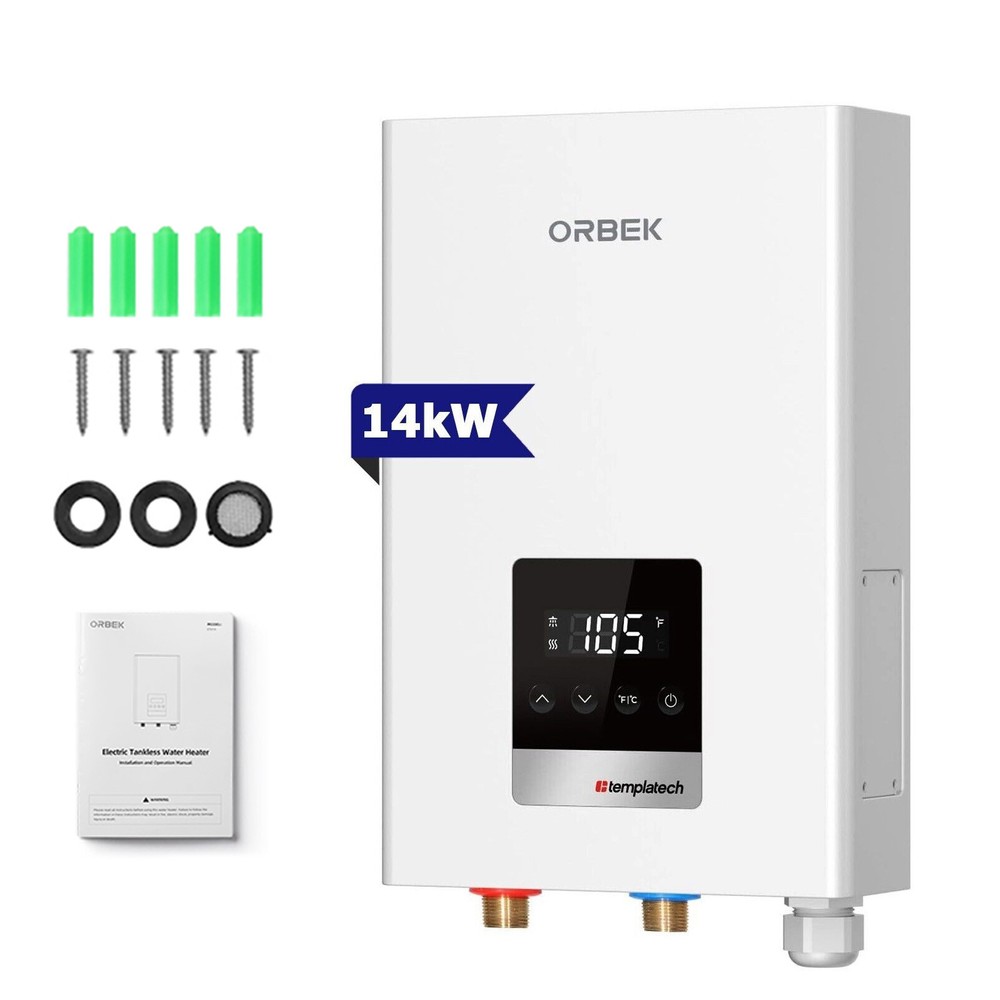 ORBEK 14kW 3.38 GPM Tankless Water Heater Electric On Demand Instant Hot Water