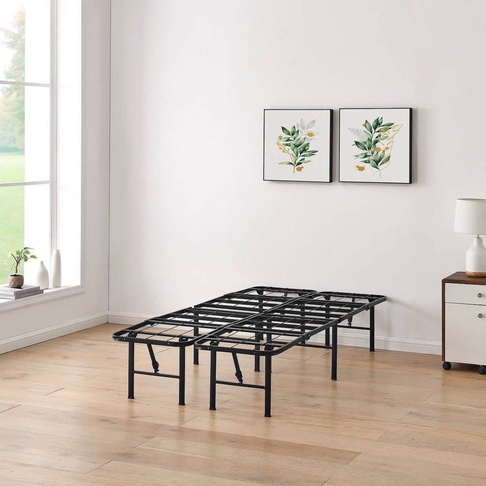 14" High Quad Fold Steel Platform Bed Frame Twin