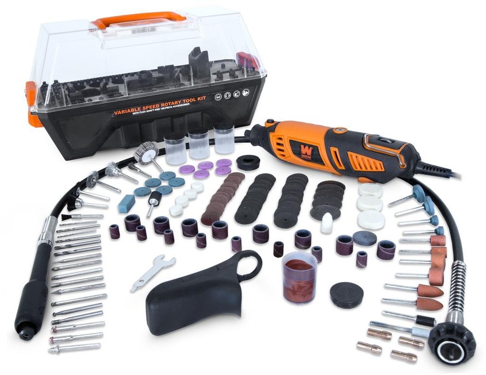Rotary Tool Steady-Grip 190-Piece Accessory Kit Carrying Case Variable Speed