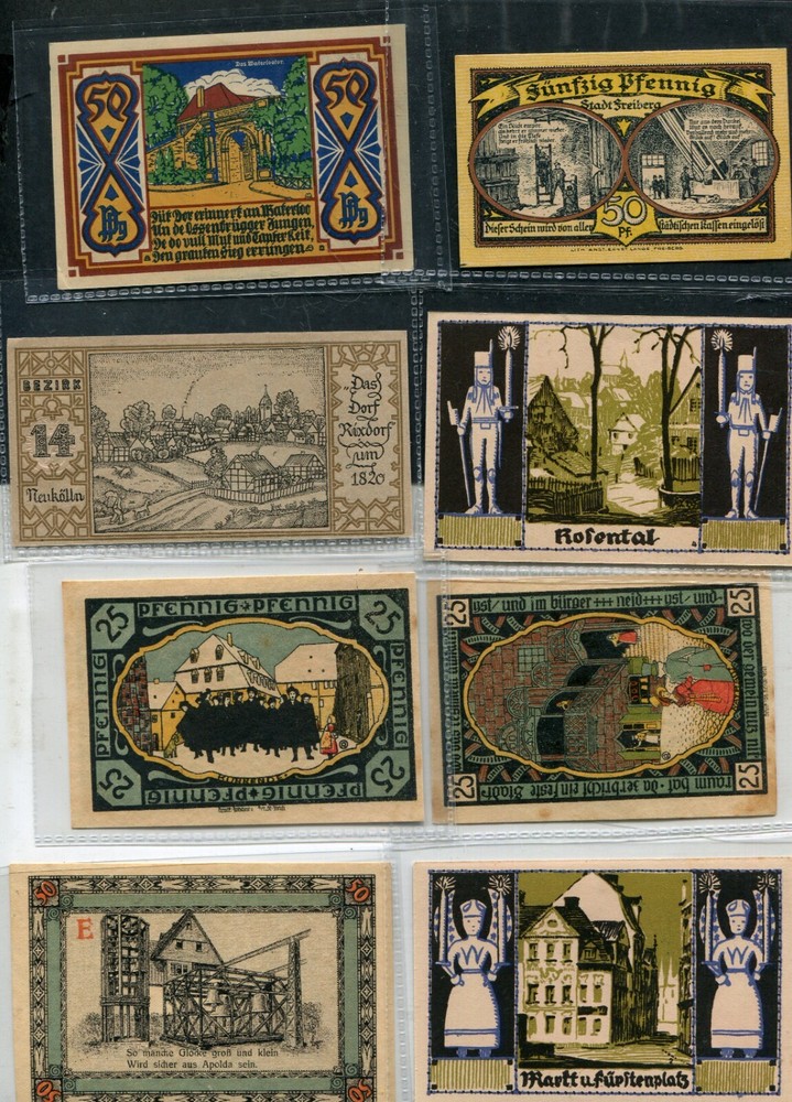 10 German Districts 1920s Banknotes