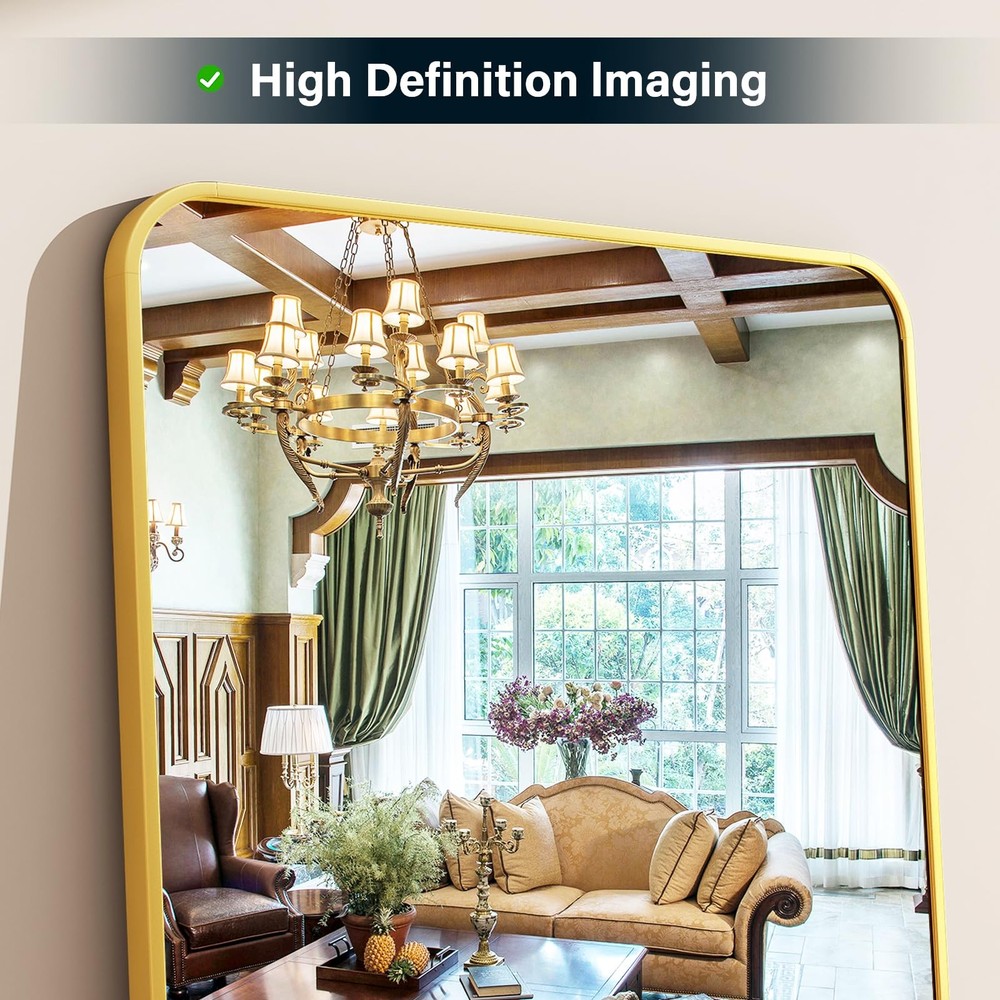 59"x16" Floor Full Length Mirror Standing Full Body Rounded Corner Rectangle ...