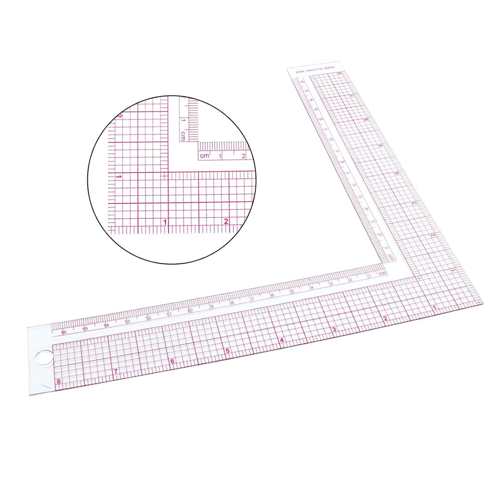 2PCS L Square Ruler for Sewing, Plastic L Angle and Curve Measure Tailor Tool, C