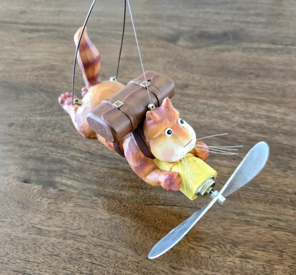 Cagey Critters Kitty Hawk Flying Orange Cat - Vintage 2000 Possible Dreams, LTD