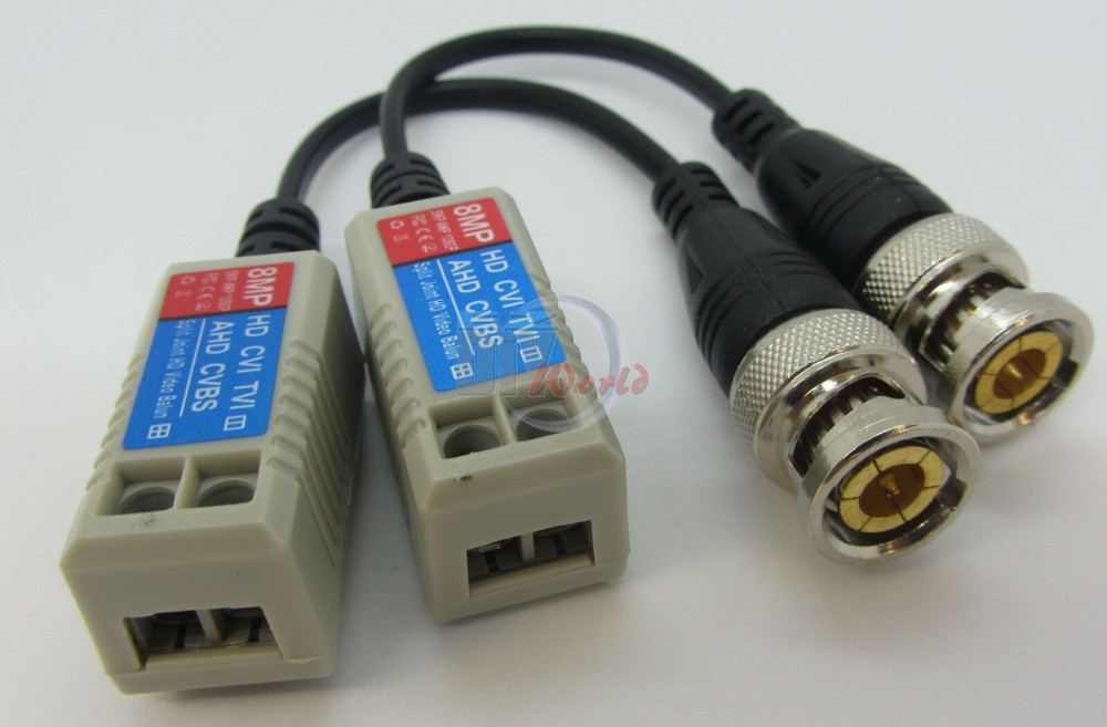 8pcsxMini Passive Video Balun Transceiver BNC via Cat5 UTP