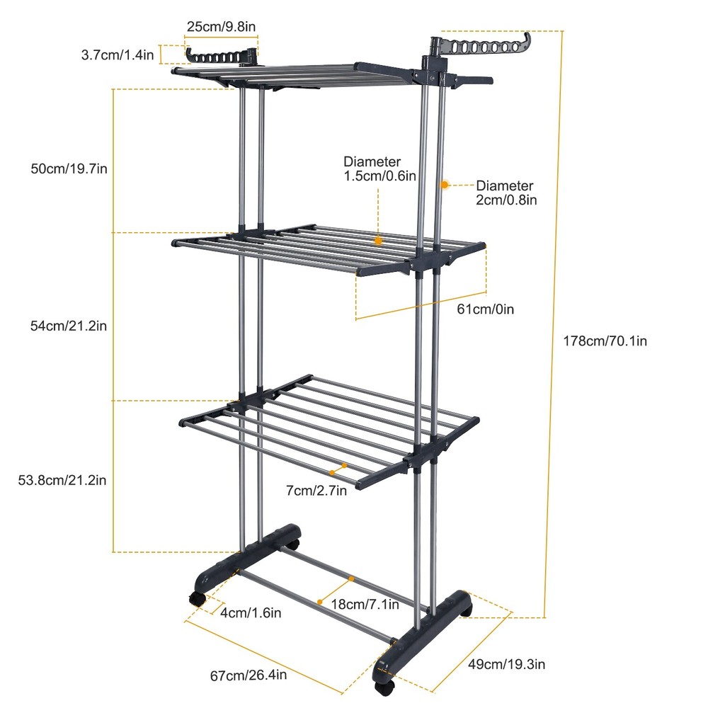 88LBS Load Folding Laundry Drying Rack Foldable Cloth Dryer Hanger Stand Storage