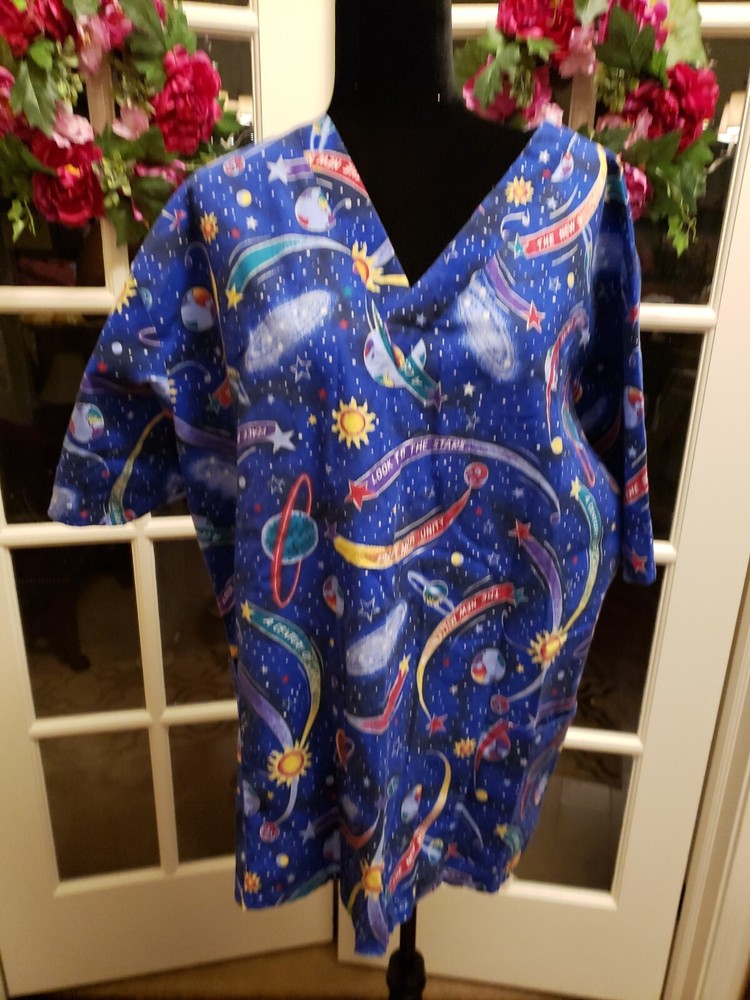 Galaxy Print 2-Piece XXL Scrub Set