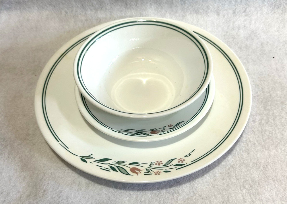 Corelle Corning Rosemarie 3 Pc. Place Setting Dinner & Bread Plate & Cereal Bowl