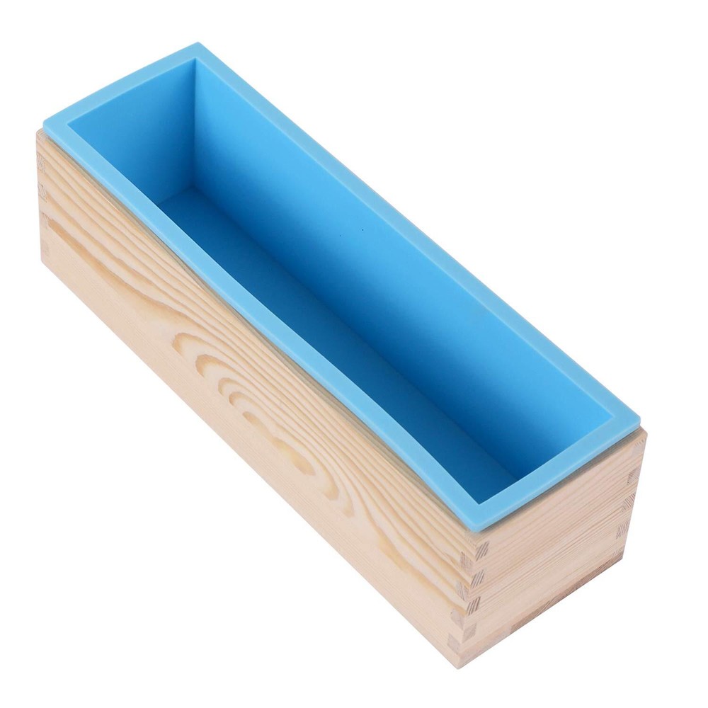 2 Pack 42oz Rectangular Silicone Soap Loaf Molds with Wooden Box and Lid