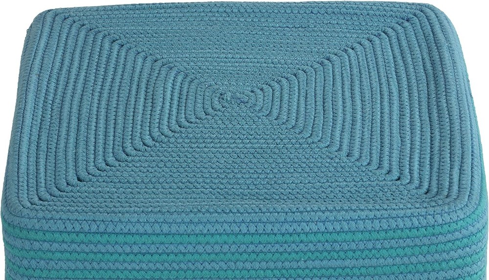 Macon Square Rope Pouf Ottoman Aqua