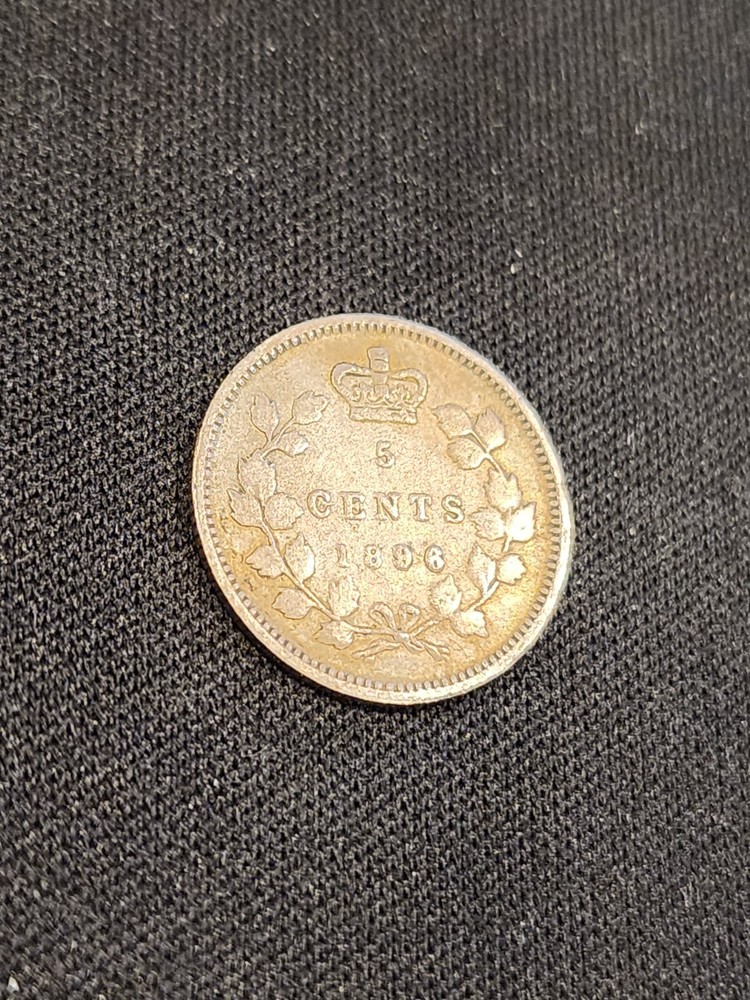 1896 Canada 5 Cents Silver Coin