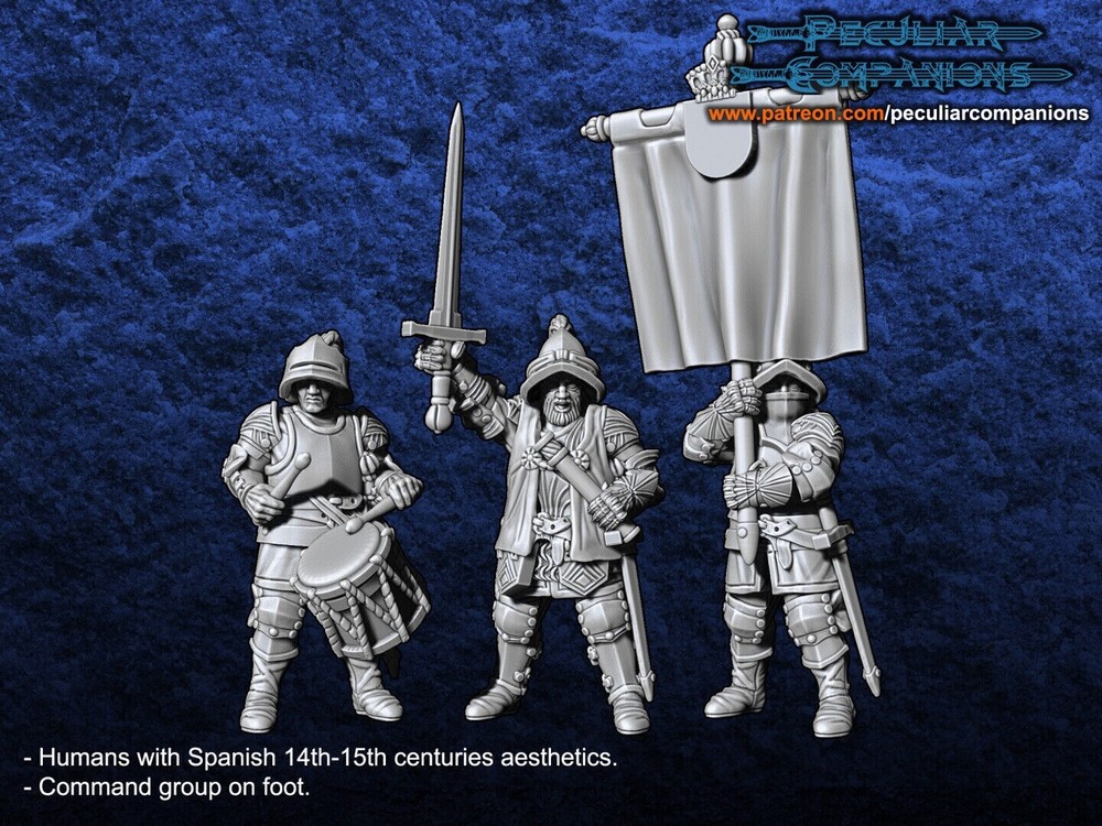 Spanish Command X3: 28mm Medieval Wargame and Display Miniatures