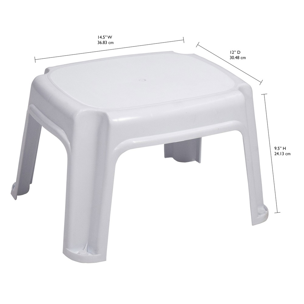 Gracious Living 9.5-Inch Sturdy Non Slip Plastic Single Level Step Stool, White