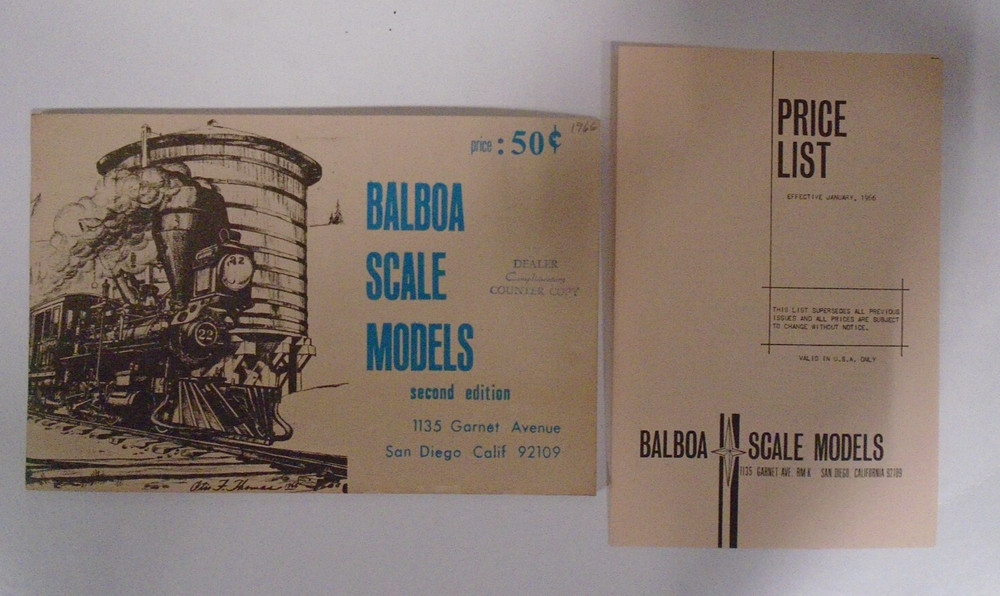 BALBOA SCALE MODELS 1966 CATALOG SECOND EDITION & PRICE LIST