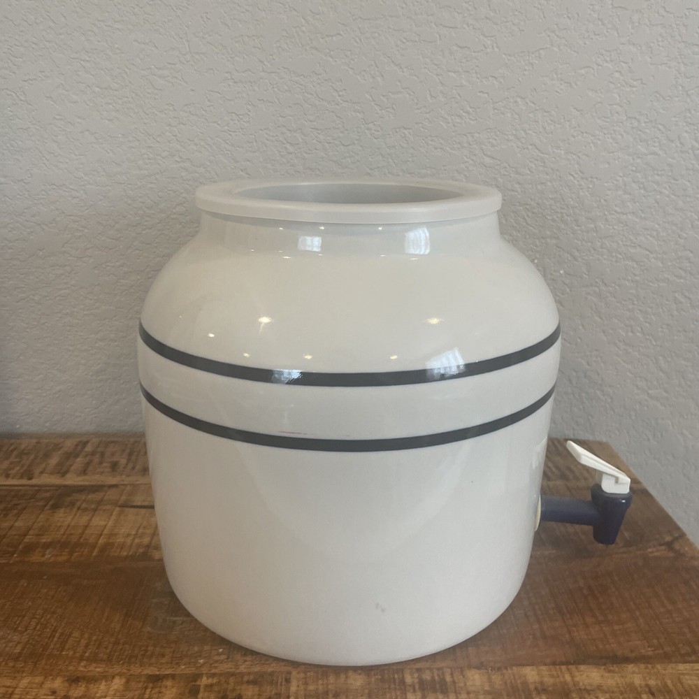 New Wave Enviro Ceramic Porcelain Blue Stripe 2.5 Gallon Water Dispenser Crock