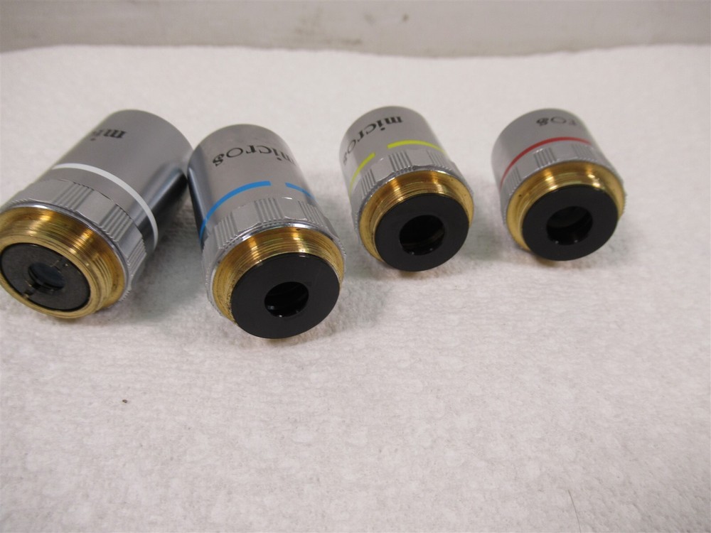 Micros Microscope Plan Objective Lenses Set of 4 100x 40x 10x 4x