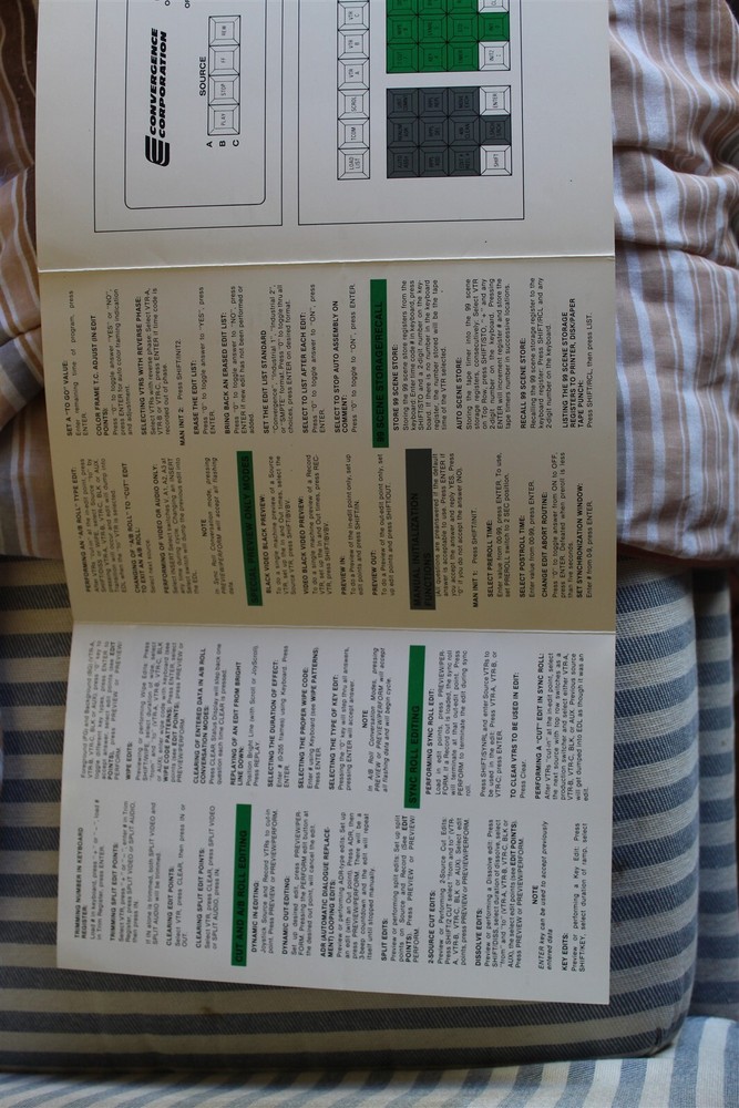 CONVERGENCE CORPORATION 200 SERIES VIDEO EDITOR QUICK REFERENCE GUIDE