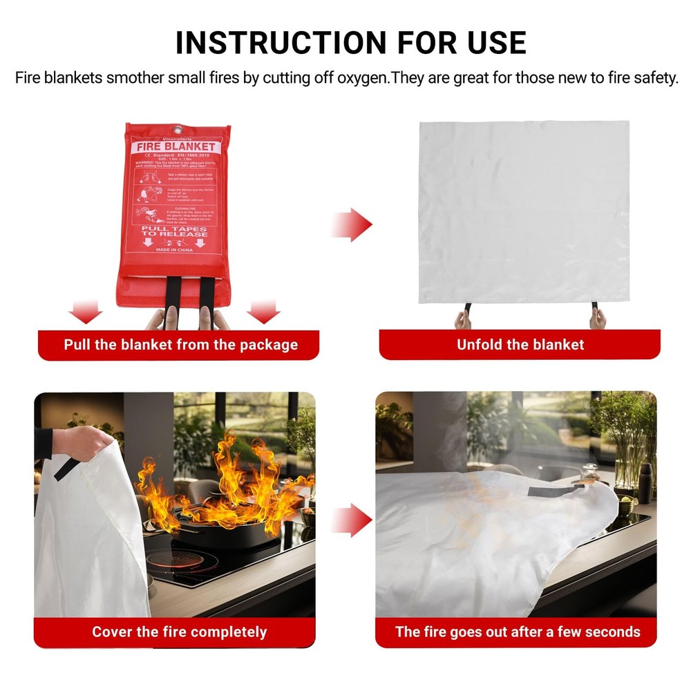 VitaPolaris Heavy-Duty 2PACK, Red Storage Bag With White Fire Blanket