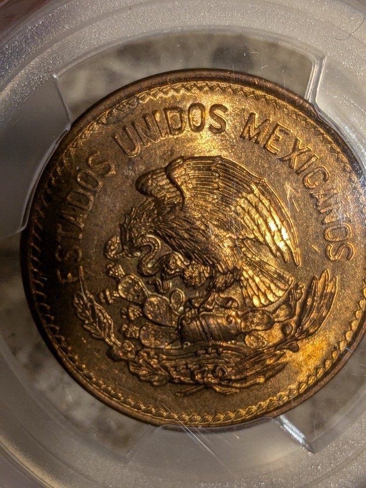 1944 MEXICO 20 CENTAVOS COPPER MS-65 RB