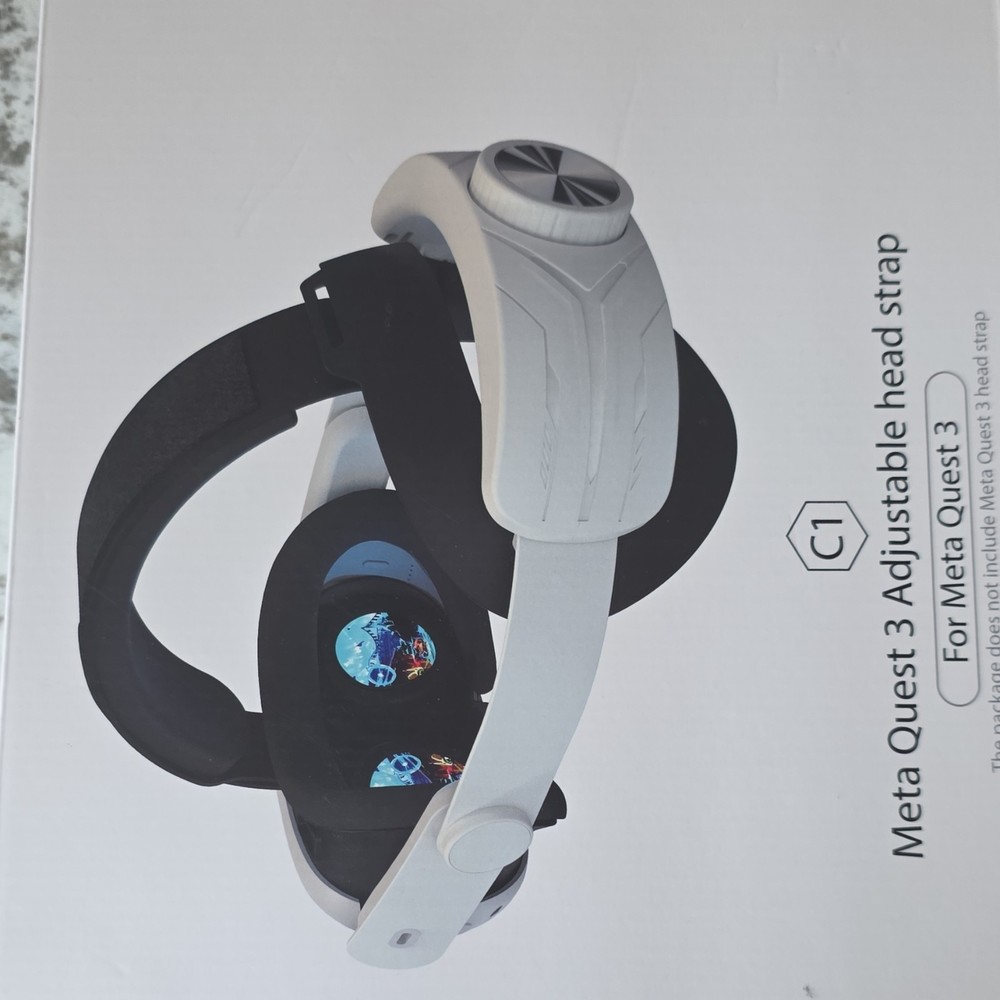 Adjustable Head Strap C1 for Meta Quest 3 VR Headset, White/Black