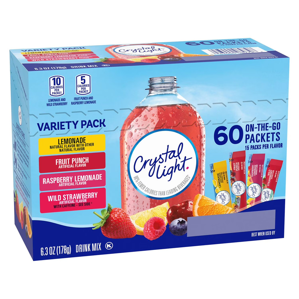 Crystal Light Drink Mix Variety Pack 60 Packets Sugar Free