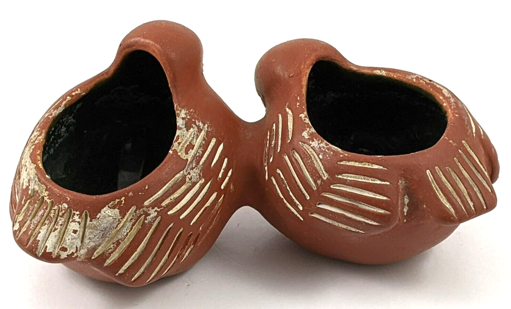 Terracotta Double Bird Bowl Planter Glazed Inside