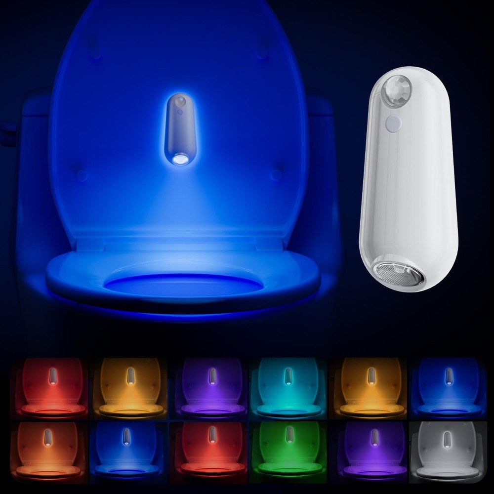Toilet Night Light Motion Sensor, 8 Color Changing LED Wall Motion Sensor Lig...