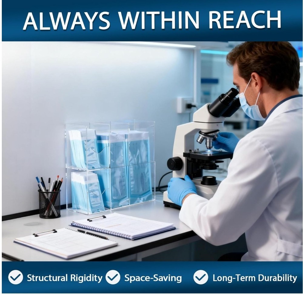 Sterilization Pouch Organizer –4-Compartment Acrylic Dispenser Holder,Wall Mount