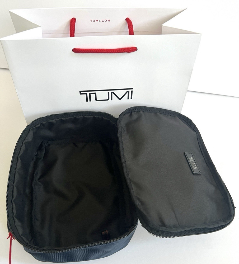 Tumi Navy Cube Travel Pouch Accessory Zipper Bag