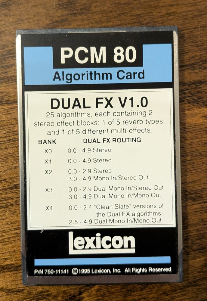 Lexicon PCM80 PCM 80 Dual FX V1.0 Algorithm Card - rare!